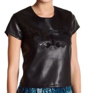 Romeo & Juliet Faux Leather Top Cap Sleeves Black
